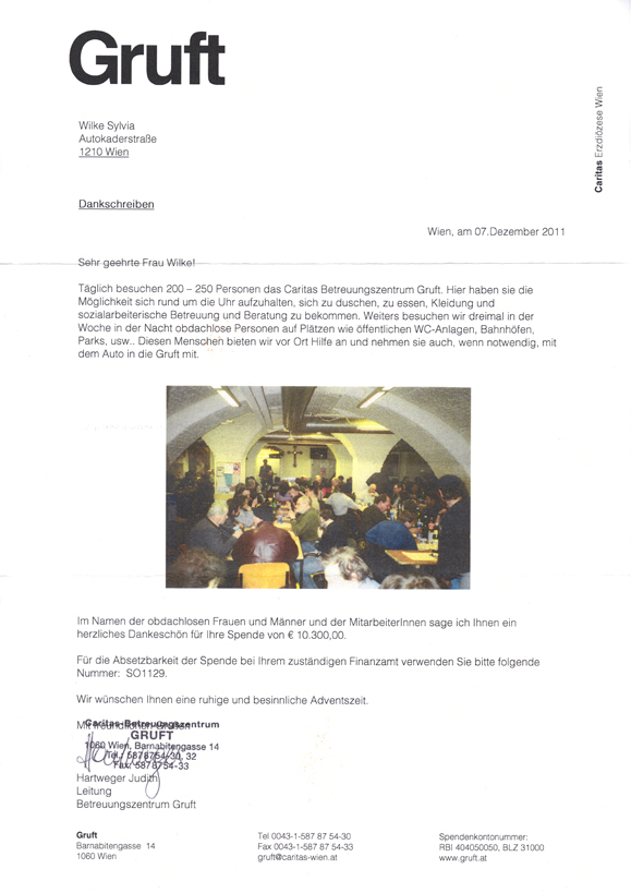 2011: Ihre Bücher und Ihre Spenden zugunsten der Gruft